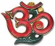 WHN02<br><br> Om Wood Wall Hanging Colored 8"H, 9"W