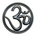 WHN09<BR><BR>Om Symbol Wood Wall Hanging Black 12"D (Small)