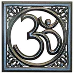 WHN16<br><br> Om Symbol Wooden Wall Hanging - 12"x12"