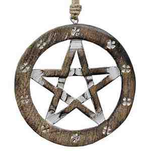 Wholesale Pentacle Wooden Wall Hanging with Hemp Cord