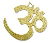 WHN22<BR><BR> Om Symbol Brass Wall Hanging 6.5"W, 6.5"H - Medium