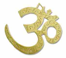 WHN22<BR><BR> Om Symbol Brass Wall Hanging 6.5"W, 6.5"H - Medium