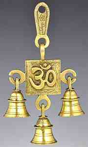 Om Symbol Solid Brass Wall Hanging Chime with Seven Bells
