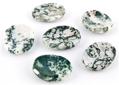 WSTN17<BR><BR> Tree Agate Worry Stone - 1.5"L (6 pieces)