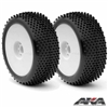 AKA 1/8 Crossbrace Soft Long Wear Pre-Mounted Tires, White EVO Wheels (2): BuggyAKA14004XRW