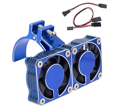 Motor Heatsink with Dual High Speed Cooling Fan Ajustable 47-51mm for TRAXXAS ARRMA 4985 1717 1/8 1/5 Blue