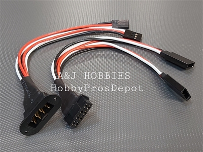 MPX 8Pin Multi Servo Connections 20AWG with 2 Servo Extension Plug Male & Femal 12"