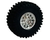 APS Aluminum Beadlock Silver Wheels & Crawler Tires Set for 1:18 1:24. Set of 4, APS28424S