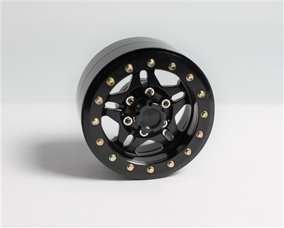 APS 1.9" Aluminum Beadlock Wheels(4) Black 5-Spokes for Crawlers