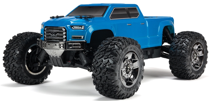 Arrma Big Rock Crew Cab 4X4 3S BLX 1/10 RTR Brushless Monster Truck (Blue) w/Spektrum 2.4GHz Radio - ARA102723