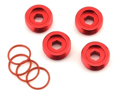 Aluminum Front Hub Nut Red (4) inc O-Rings ARA320467