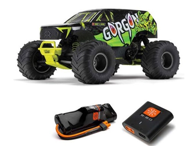 Arrma 1/10 GORGON 4X2 MEGA 550 Brushed Monster Truck RTR with Battery & Charger, Yellow - ARA3230ST1