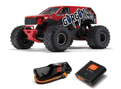 Arrma 1/10 GORGON 4X2 MEGA 550 Brushed Monster Truck RTR with Battery & Charger, Red - ARA3230ST2