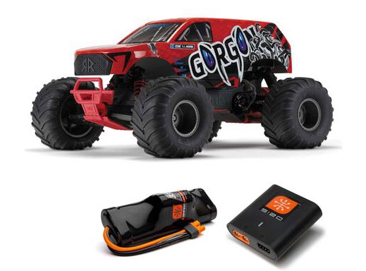 Arrma 1/10 GORGON 4X2 MEGA 550 Brushed Monster Truck RTR with Battery & Charger, Red - ARA3230ST2