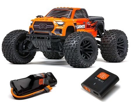 Arrma 1/10 GRANITE 4X2 BOOST MEGA 550 Brushed Monster Truck RTR with Battery & Charger, Orange, ARA4102SV4T1