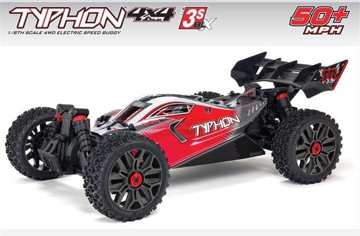 TYPHON 4X4 3S BLX Brushless 1/8th 4wd Buggy Red ARA4306V3