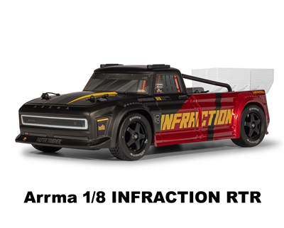 Arrma 1/8 INFRACTION 223S DSC 4X4 RTR Brushless - Black/Red - ARA4315V4T2