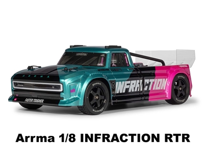 Arrma 1/8 INFRACTION 223S DSC 4X4 RTR Brushless - Teal/Pink - ARA4315V4T3