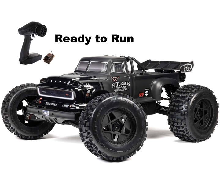 Arrma 1/8 NOTORIOUS 6S 4X4 RTR Brushless Stunt Truck, Black - ARA8611V6T1
