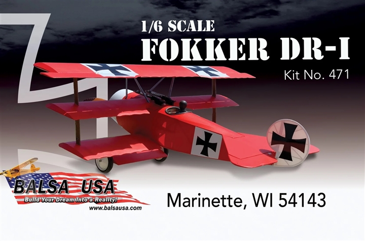 1/6 Scale Fokker DR.1 Triplane, SKU: 471