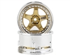 DS Racing Drift Element 5 Spoke Drift Wheels (Gold & Chrome w/Gold Rivets) (2) (Adjustable Offset) w/12mm Hex - DSC-DE-018