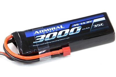 Admiral 3000mAh 4S 14.8V 35C LiPo Battery with T Connector