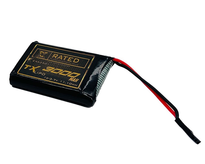 1S 3.7V 3000MAH TX Reciever w/Futaba Connector, X-Rated LiPo Battery Series - EXA3501