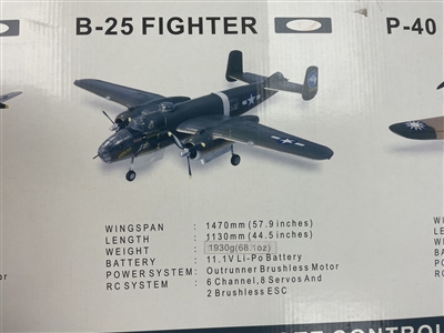FMS B-25 FIGHTER WINGSPAN 1470 mm RTF - FMSB251470