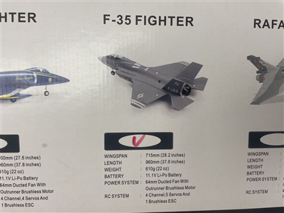 FMS F-35 FIGHTER GREY WINGSPAN 715 mm RTF (MISSING CANOPY) - FMSF35G715RM