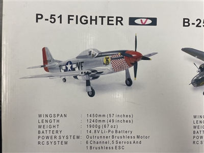 FMS  P-51 FIGHTER SILVER WINGSPAN 1450 mm RTF - FMSP51S1450