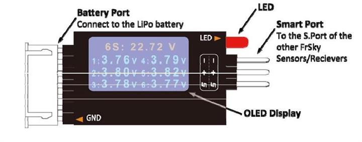 FrSky FLVSS Total & Cell Voltage Sensor 2-6S