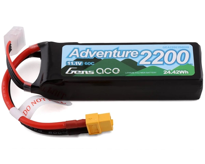 Gens Ace 3s LiPo Battery 60C (11.1V/2200mAh) w/XT-60 Connector - GEA22003S60X6