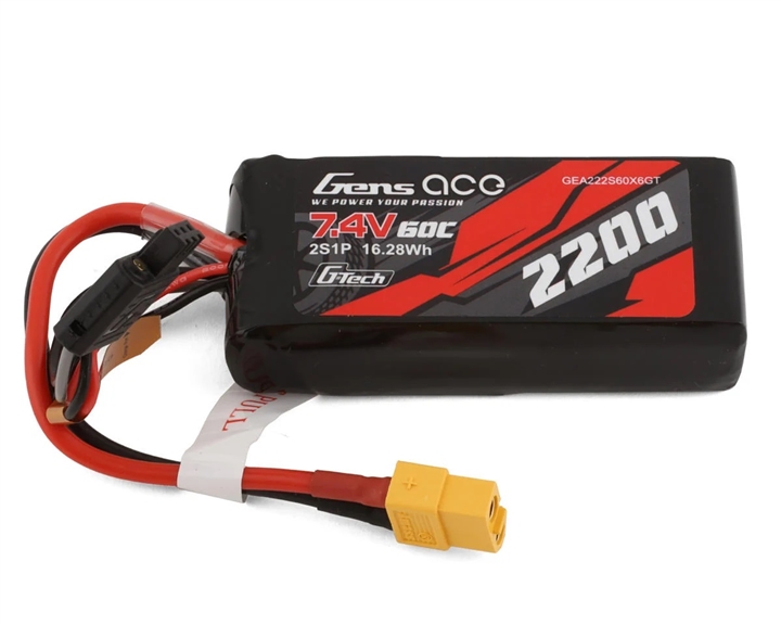 Gens Ace 2S G-Tech Smart LiPo Battery 60C (7.4V/2200mAh) w/XT-60 Connector - GEA222S60X6GT