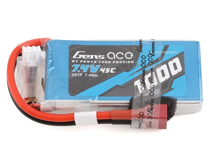Gens Ace 2s LiPo Battery 45C (7.4V/1000mAh) w/T-Style Connector