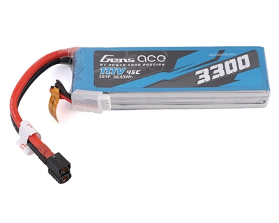 Gens Ace 3s LiPo Battery Pack 45C (11.1V/3300mAh) w/Universal Connector (EC3 & T)- GEA33003S45T3