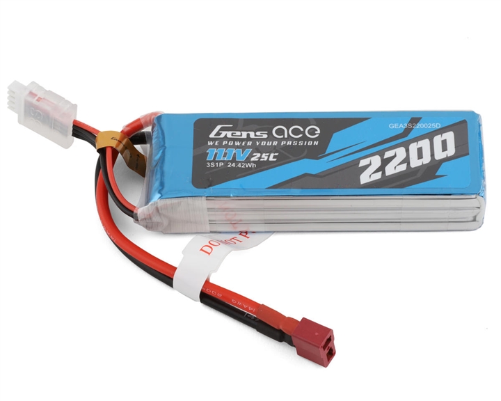 Gens Ace 3S LiPo Battery 25C (11.1V/2200mAh) w/T-Style Connector
