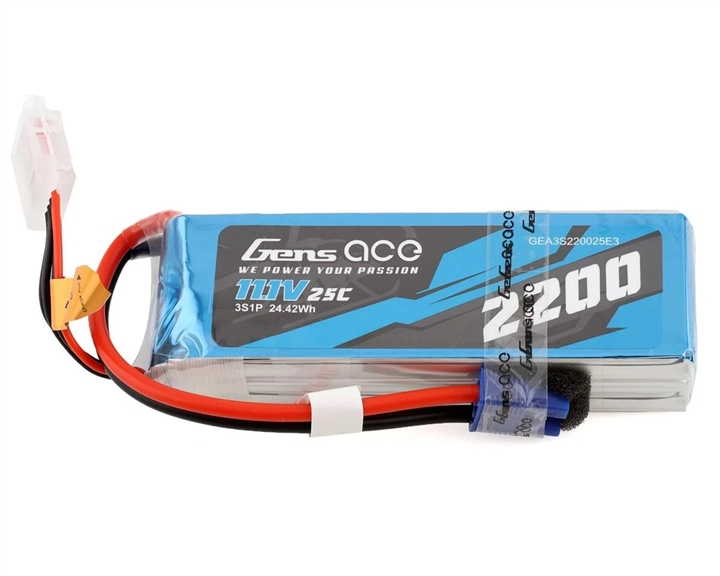 Gens Ace 3S LiPo Battery 25C (11.1V/2200mAh) w/EC3 (IC3) Connector