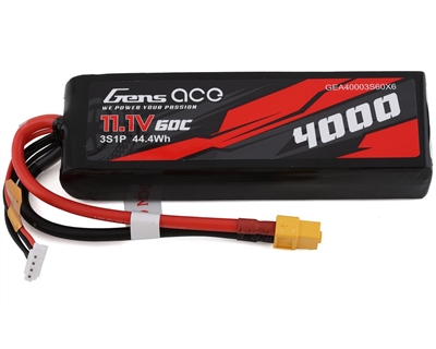 Gens Ace 3s LiPo Battery 60C (11.1V/4000mAh) w/XT-60 Connector