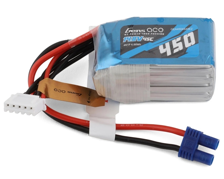 Gens Ace 4S LiPo Battery 45C (14.8V/450mAh) w/EC2 Connector - GEA4504S45E2