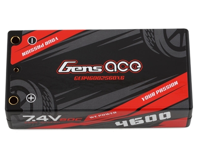 Gens Ace 2S LiPo Battery 60C (7.4V/4600mAh) w/4mm Bullets - GEA46002S60X6