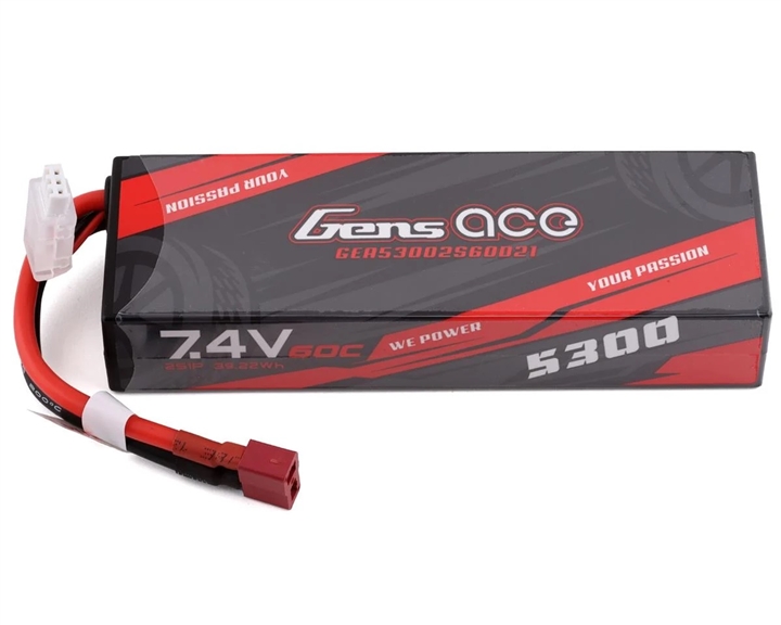 Gens Ace 2s LiPo Battery 60C w/T-Style Connector (7.4V/5300mAh) GEA53002S60D21