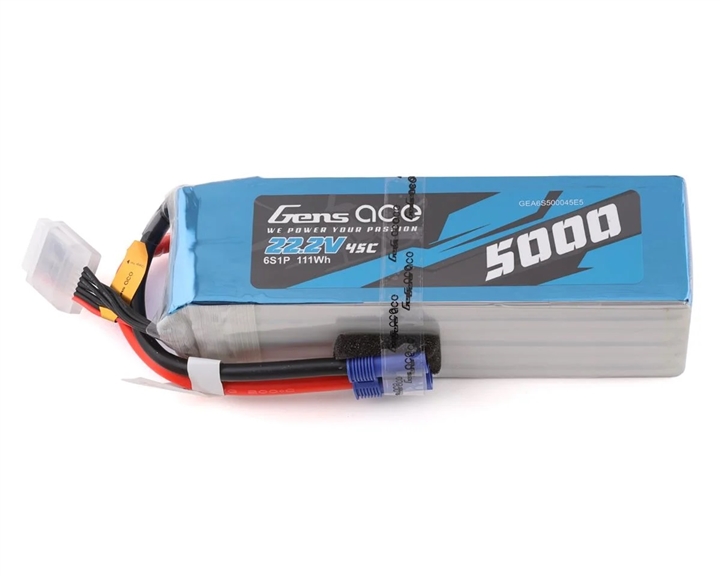 22.2V 5000 mAh 6S 45C, LiPo, Soft Pack, EC5, GEA6S500045E5