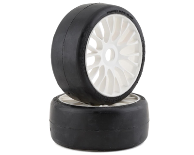 GRP Tires GT - TO4 Slick Belted Pre-Mounted 1/8 Buggy Tires (White) (2) (XM5) w/RIGID Wheel - GRPGTJ04-XM5