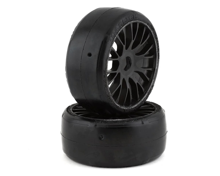 GRP Tires GT - TO4 Slick Belted Pre-Mounted 1/8 Buggy Tires (Black) (2) (XM7) w/FLEX Wheel,  GRPGTX04-XM7