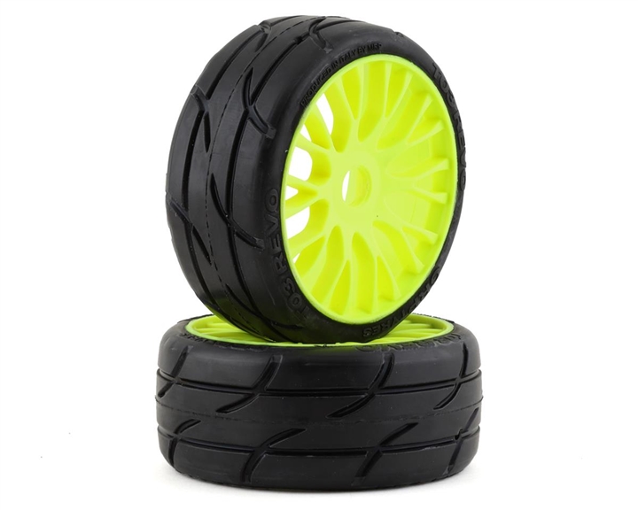 GRP Tires GT - TO3 Revo Belted Pre-Mounted 1/8 Buggy Tires (Yellow) (2) (XB2) w/FLEX Wheel - GRPGTY03-XB2