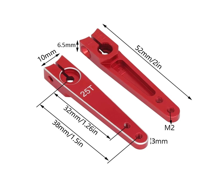 CNC Aluminum Single Servo Arm Red (1.5, 3mm)