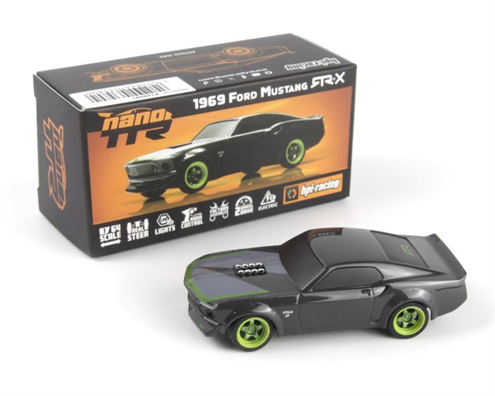 HPI Nano-TTR 1969 Ford Mustang 1/64 RTR-X Electric 2WD Micro Touring RC Car (Grey) w/2.4GHz Radio, Battery & USB-C Cable - HPI160980