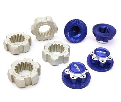 Billet Machined 24mm Wheel Adapters & 17mm Wheel Nuts for Traxxas X-Maxx 4X4 C27148BLUE