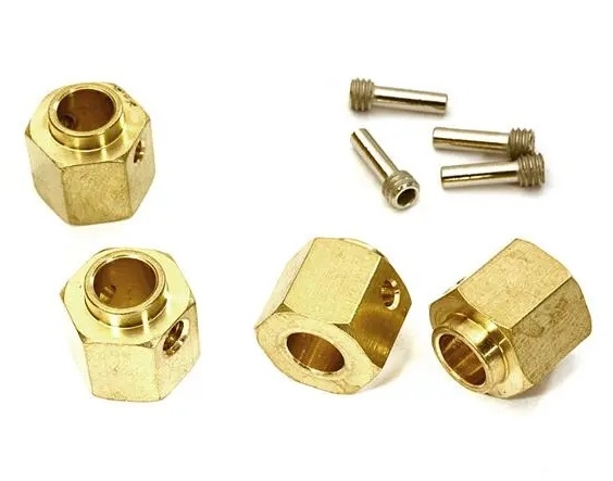 12mm Hex Wheel (4) Hub Brass 10mm Thick (+5mm Offset) for Traxxas TRX-4 Crawler C28091