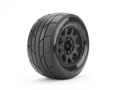 1/8 MT 3.8 Super Sonic Tires Mounted on Black Claw Rims, Medium Soft, Belted, 17mm 1/2" Offset (2)